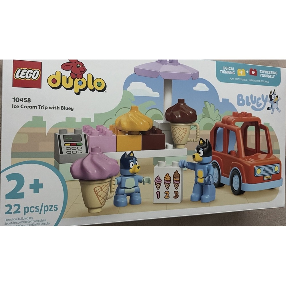 LEGO DUPLO Ice‎ Cream Trip with Bluey Complete Set 22 Pieces (10458)